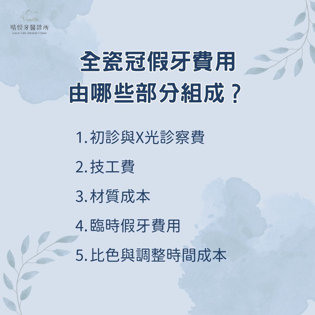 全瓷冠假牙費用由哪些部分組成？